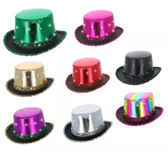 Metallic Top Hat with Led light in various colors for adults