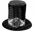 Sombrero de Copa o Chistera Calavera de Terciopelo negro