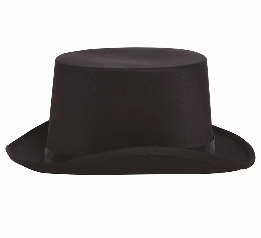 Sombrero de copa o Chistera de satín de alta calidad negra de 58 cm