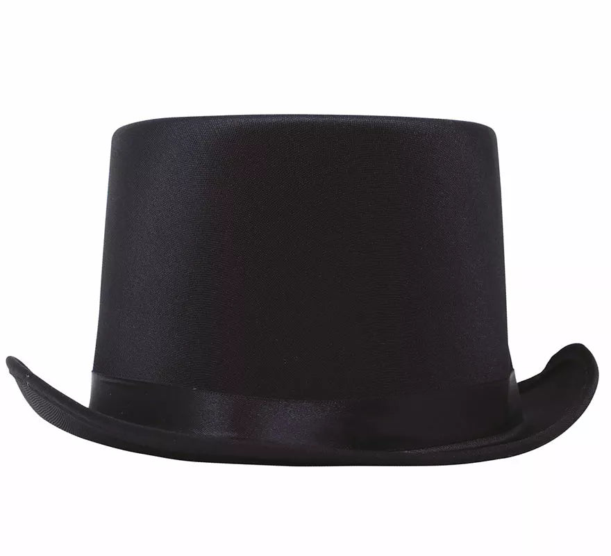 Translation missing: en.Sombrero de copa o Chistera de satín de alta calidad negra de 58 cm