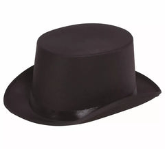 High-quality black satin top hat or chistera, 58 cm