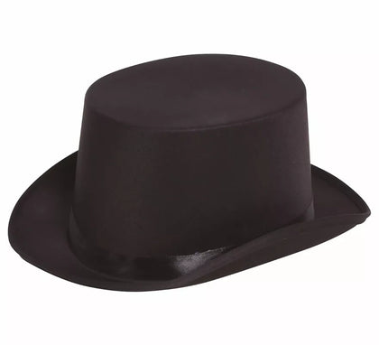 Sombrero de copa o Chistera de satín de alta calidad negra de 58 cm