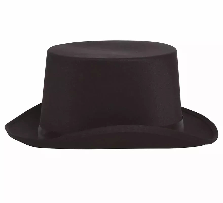 Sombrero de copa o Chistera de satín de alta calidad negra.