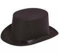 Sombrero de copa o Chistera de satín de alta calidad negra.