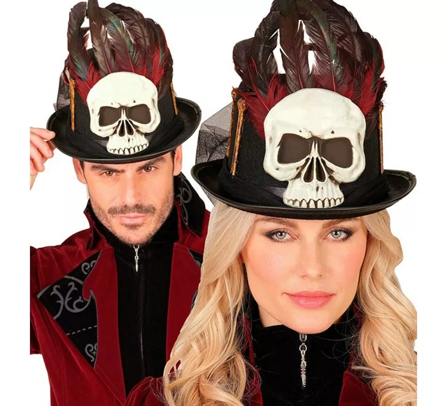 Sombrero de Copa Vudú Calavera y Huesos