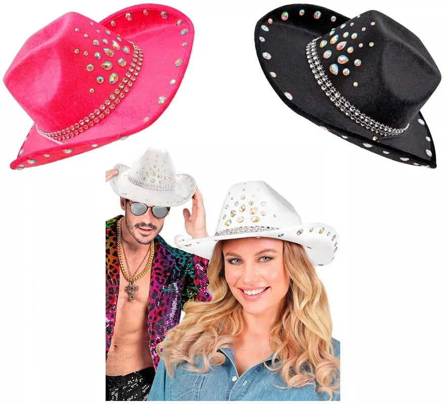 Sombrero de Cowboy con pedrería en varios colores