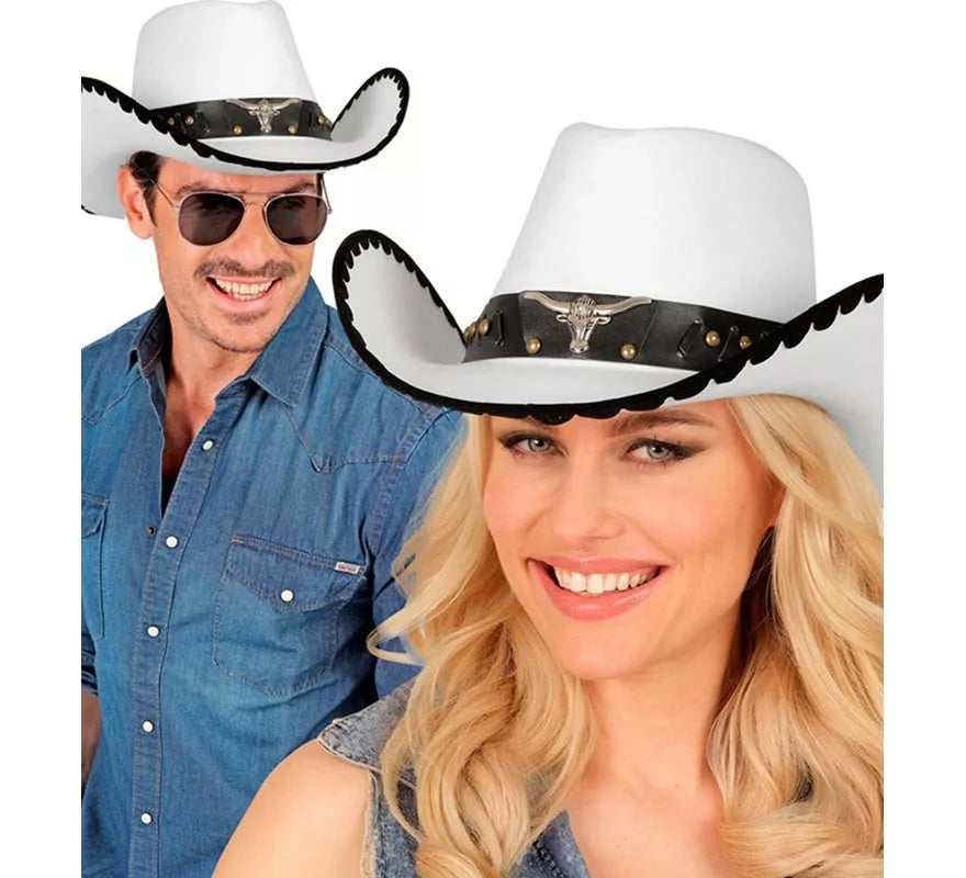 Translation missing: en.Sombrero de Cowboy con Toro de Fieltro blanco