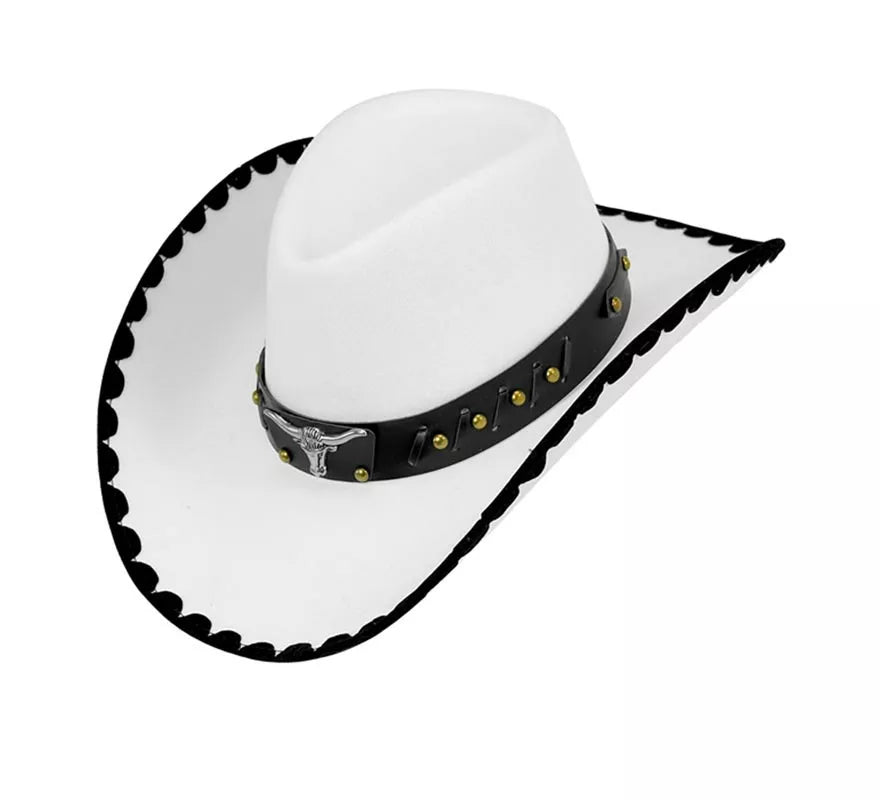 Translation missing: en.Sombrero de Cowboy con Toro de Fieltro blanco