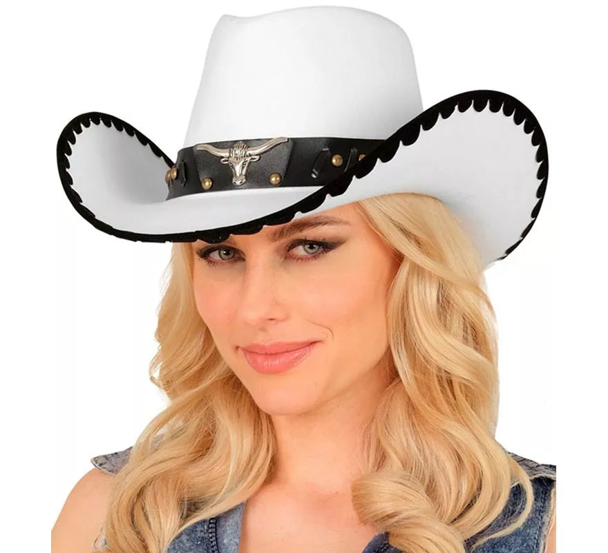 Translation missing: en.Sombrero de Cowboy con Toro de Fieltro blanco