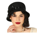 Sombrero de Dama Años 20 Negro con Lazo