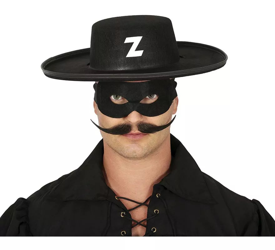 Sombrero de El Zorro de fieltro negro