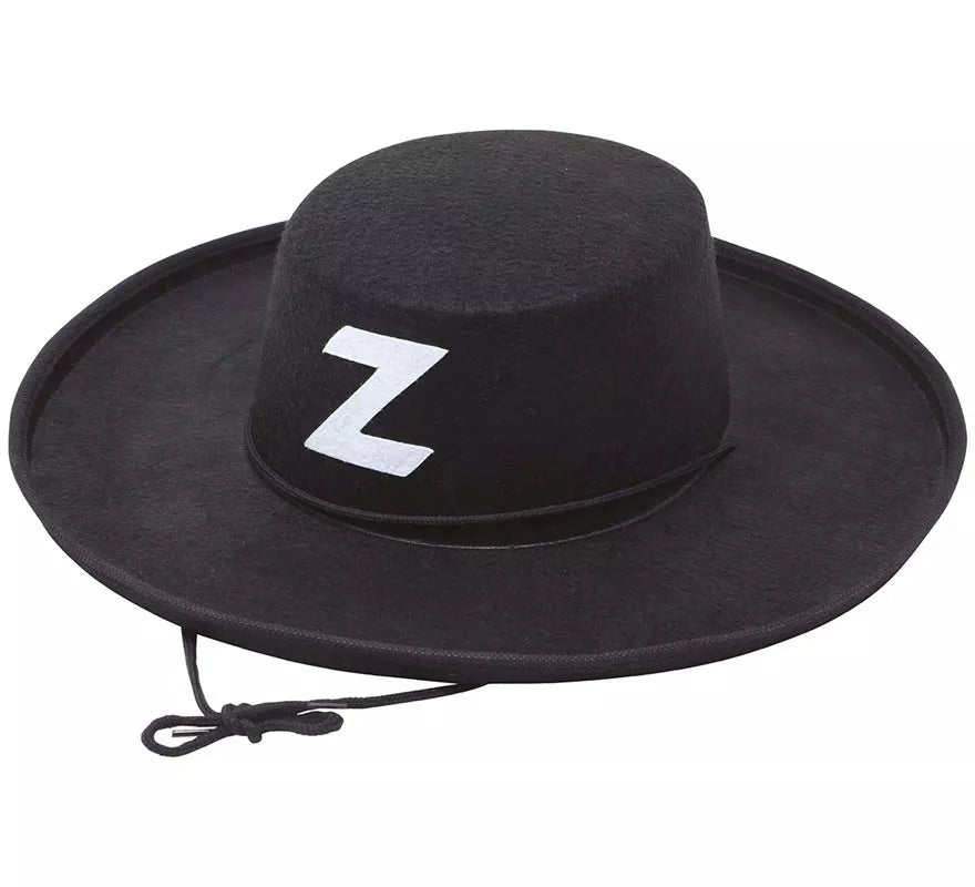 Sombrero de El Zorro de fieltro negro