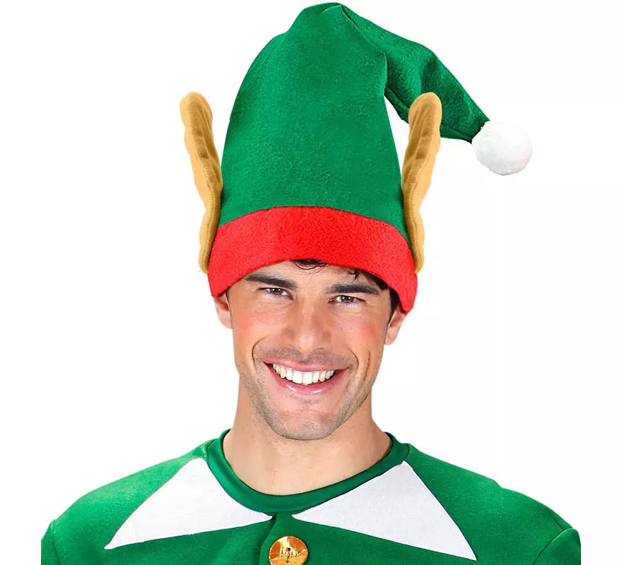 Sombrero de Elfo Ayudante de Papá Noel con Orejas