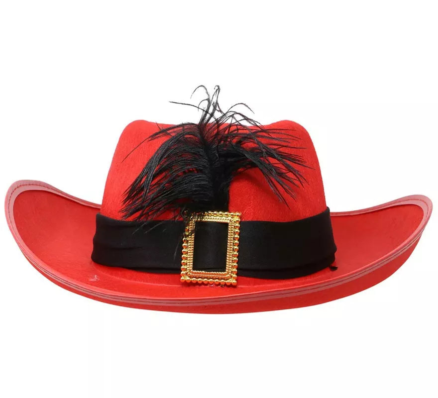 Sombrero de fieltro Mosquetero rojo