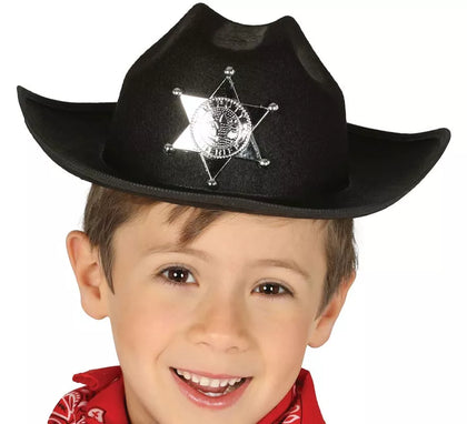 Sombrero de fieltro Sheriff infantil negro