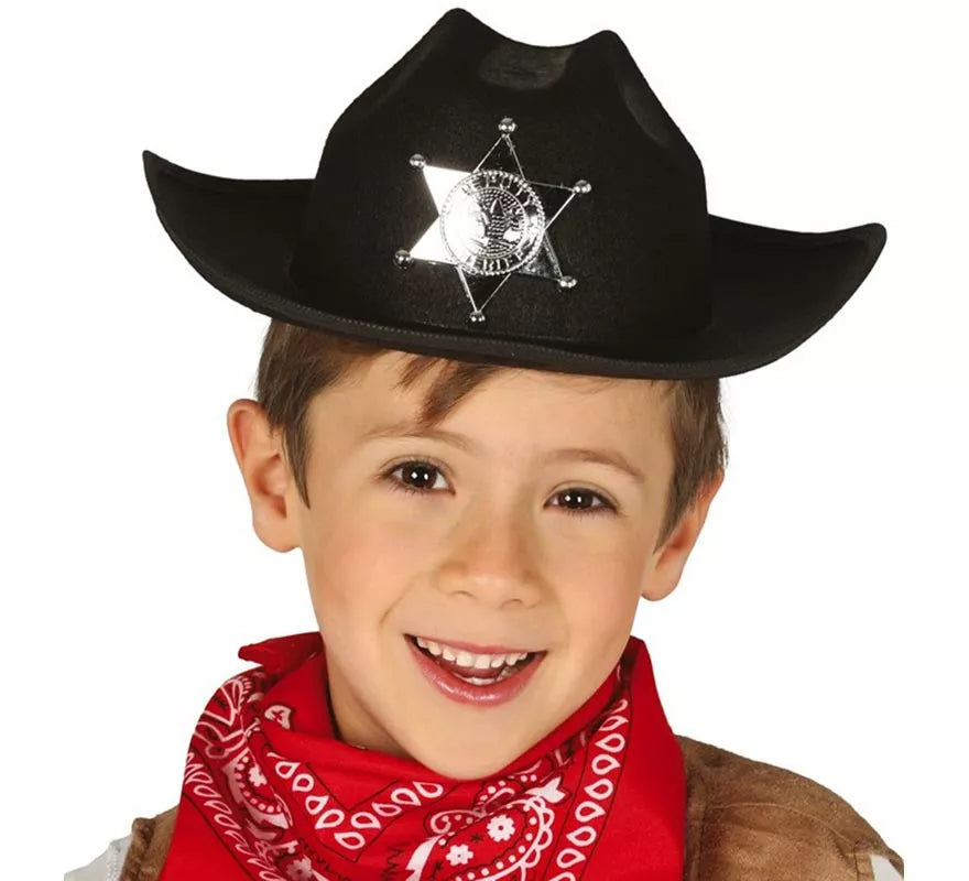 Sombrero de fieltro Sheriff infantil negro