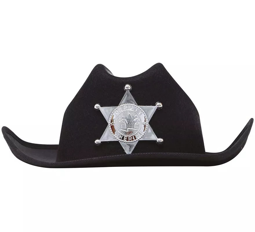 Sombrero de fieltro Sheriff infantil negro