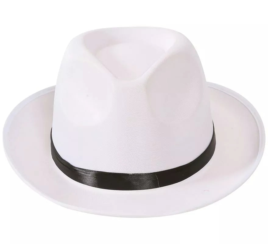 Translation missing: en.Sombrero de Gánster blanco con banda negra