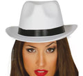Sombrero de Gánster blanco con banda negra