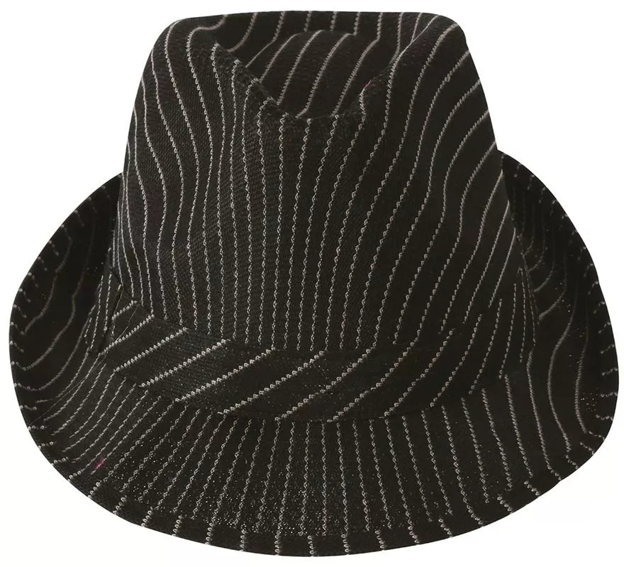 Sombrero de Gánster negro a rayas blancas