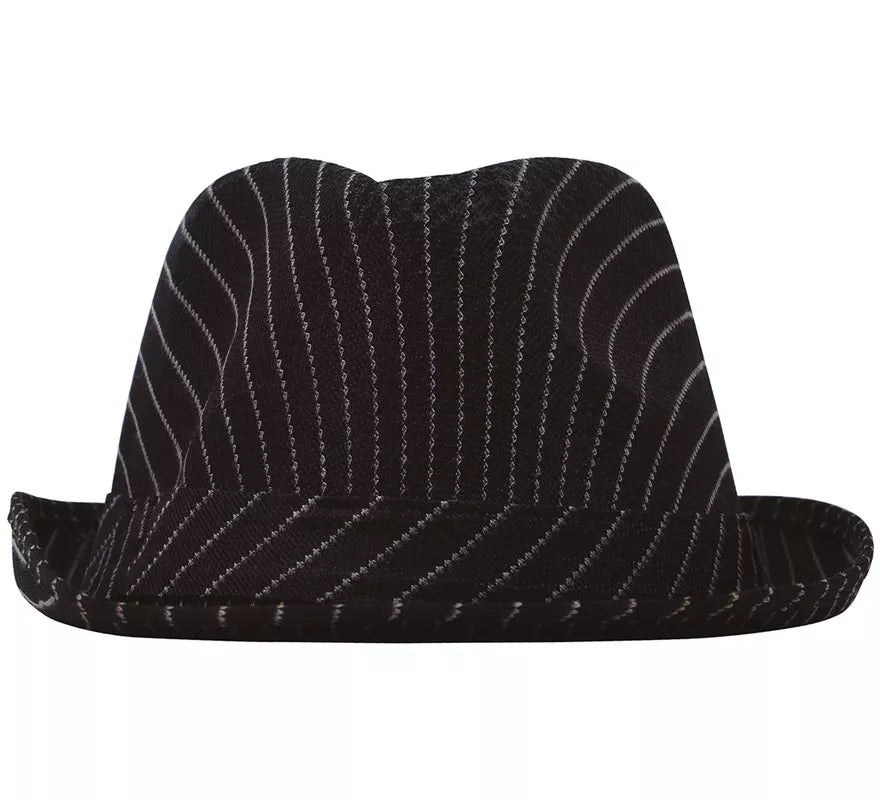 Sombrero de Gánster negro a rayas blancas