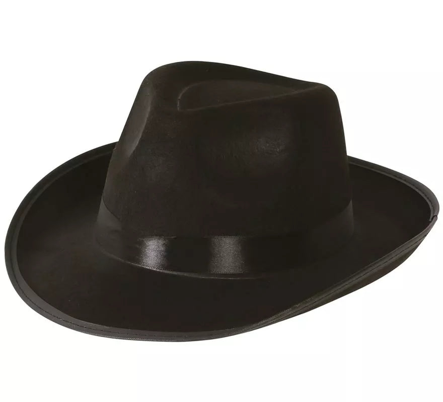 Sombrero de Gánster negro con banda negra