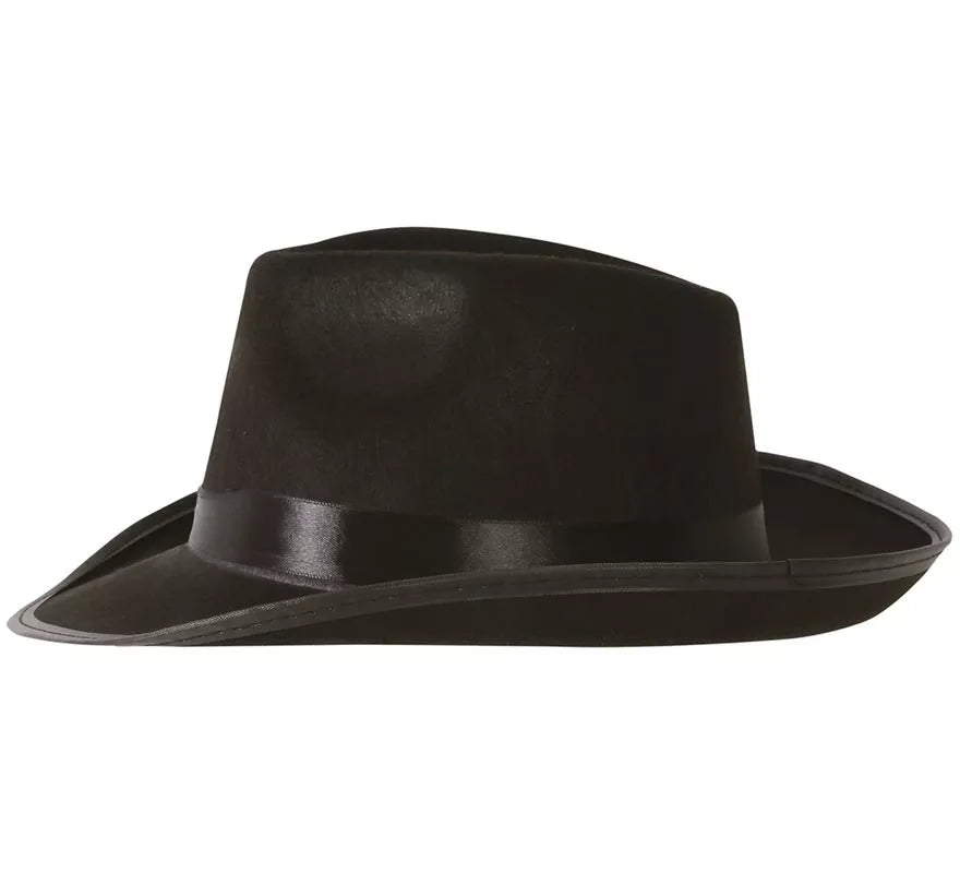 Sombrero de Gánster negro con banda negra