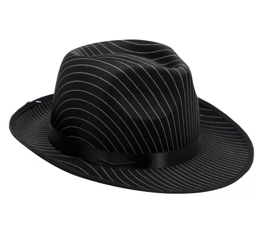 Translation missing: en.Sombrero de Gánster negro con rayas blancas