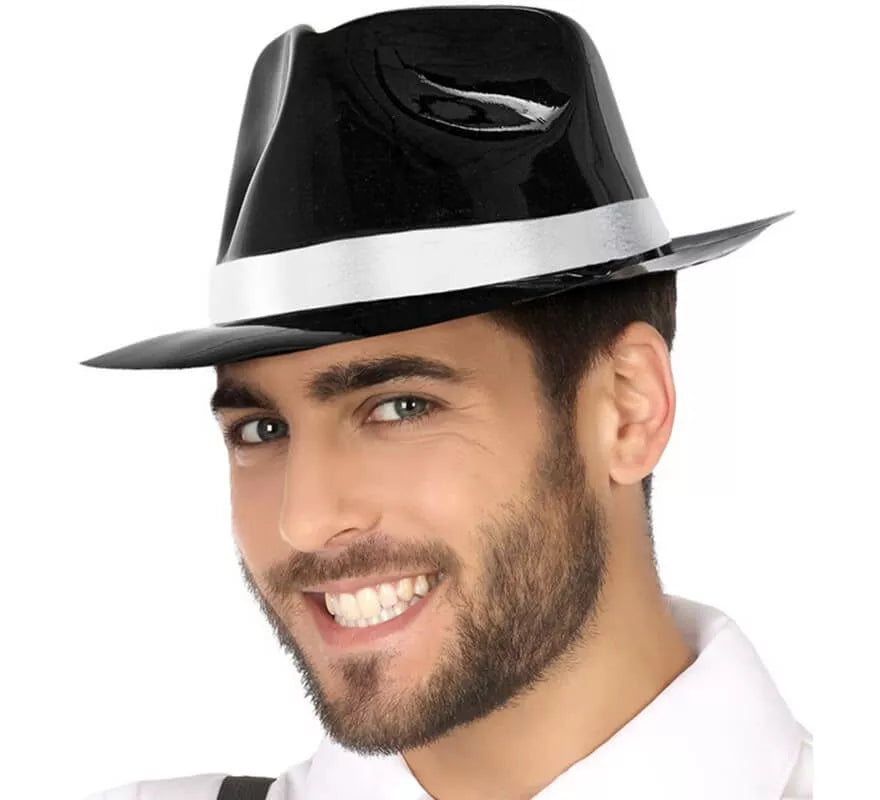 Translation missing: en.Sombrero de Mafioso Negro y Blanco con Brillo