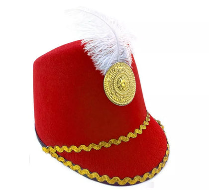 Sombrero de Majorette rojo con pluma infantil