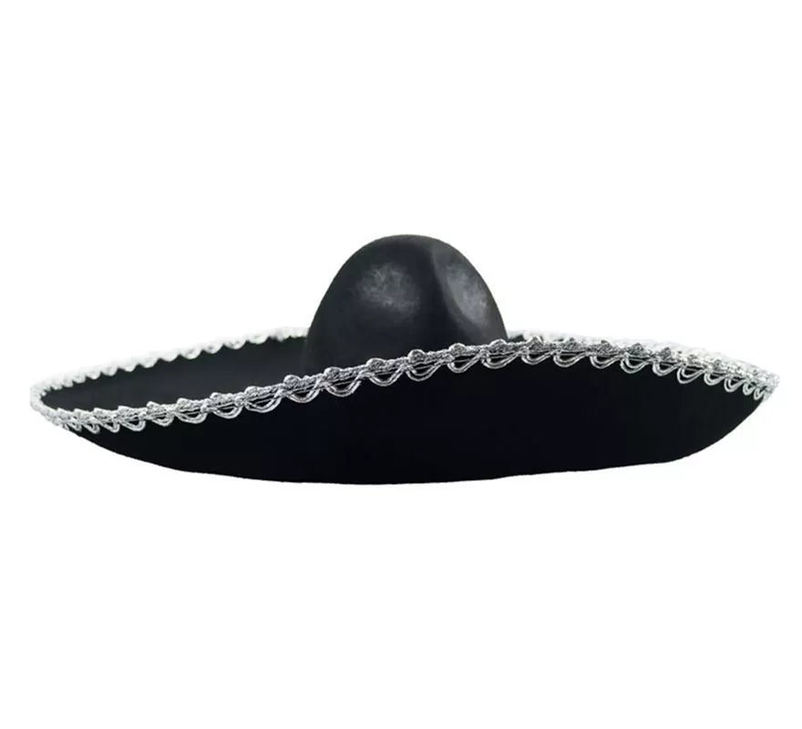 Sombrero de Mariachi negro con borde gris