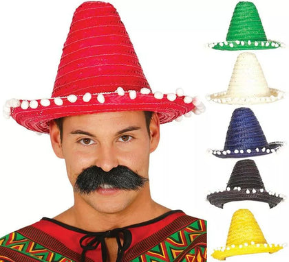 Sombrero de Mexicano con Borlas en varios colores de 33 cm