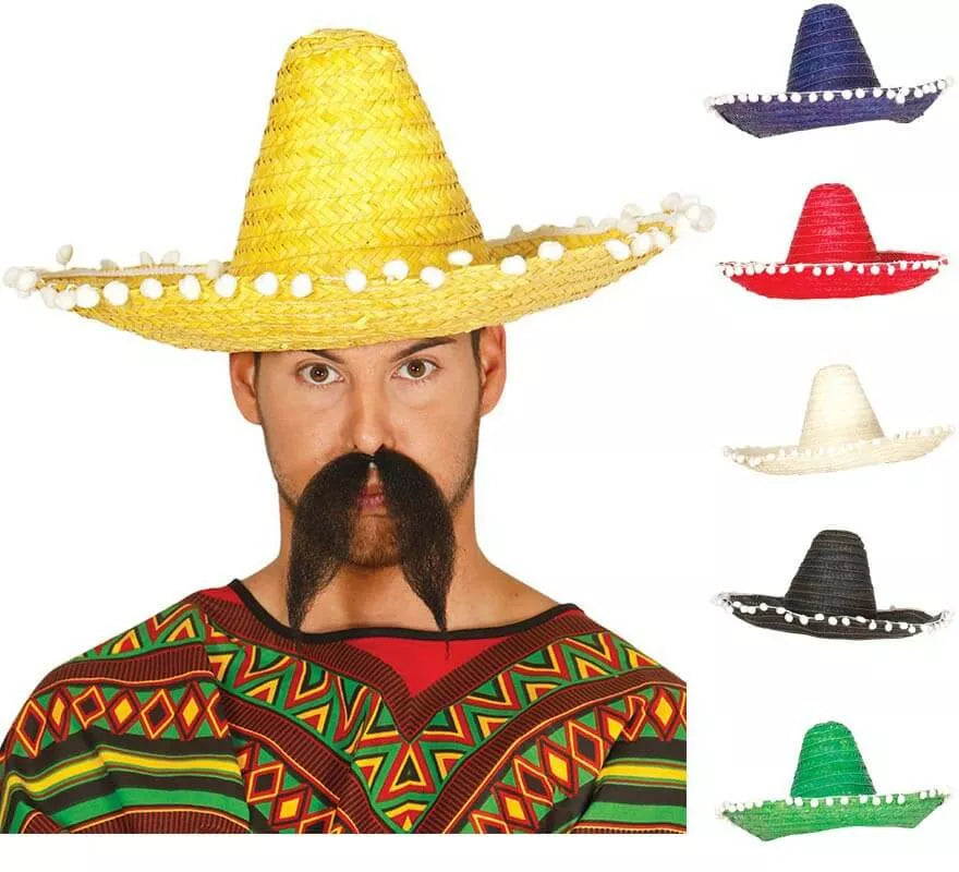 Sombrero de Mexicano con Borlas en varios colores de 45 cm
