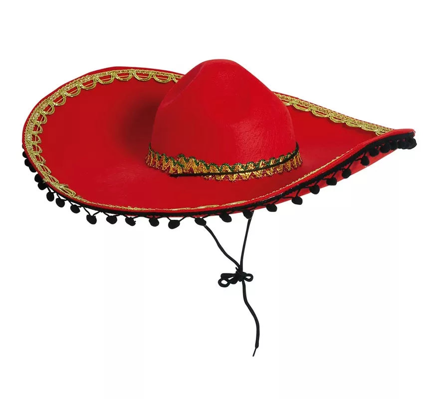 Sombrero de Mexicano Rojo Fieltro