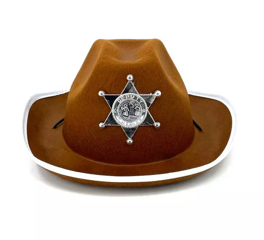 Translation missing: en.Sombrero de Sheriff marrón con placa de 29x10 cm infantil