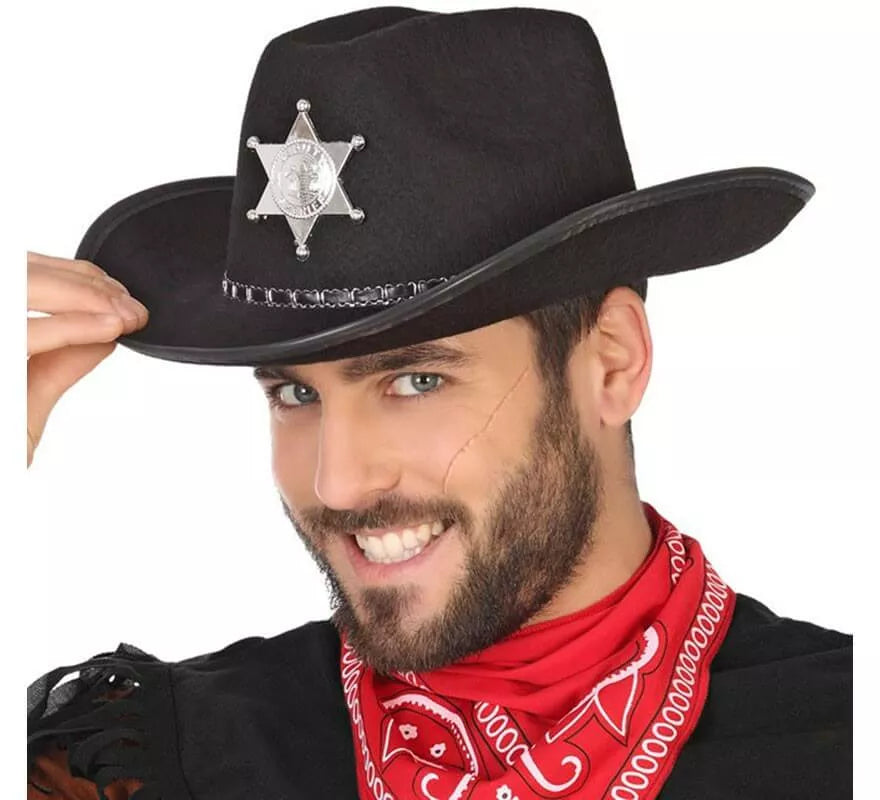 Translation missing: en.Sombrero de Sheriff Negro con Estrella