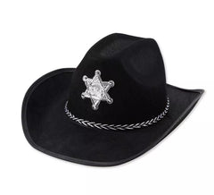 Black Sheriff Hat with Badge Adult