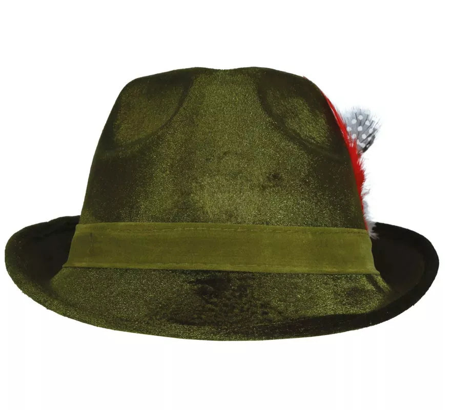 Sombrero de Tirolés con Pluma roja