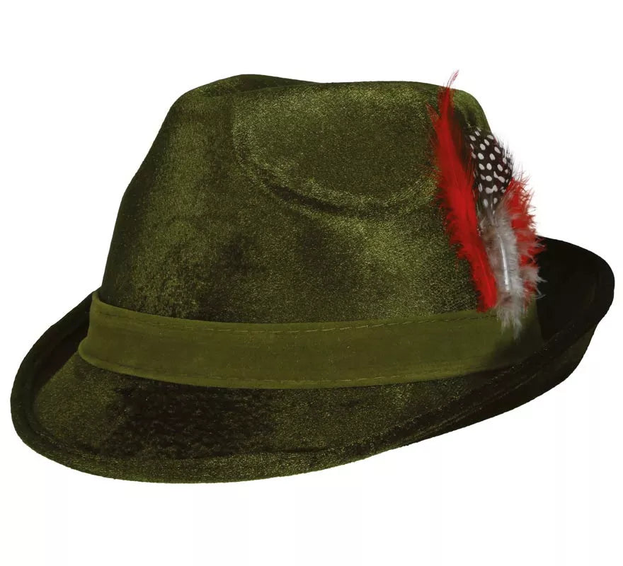 Sombrero de Tirolés con Pluma roja