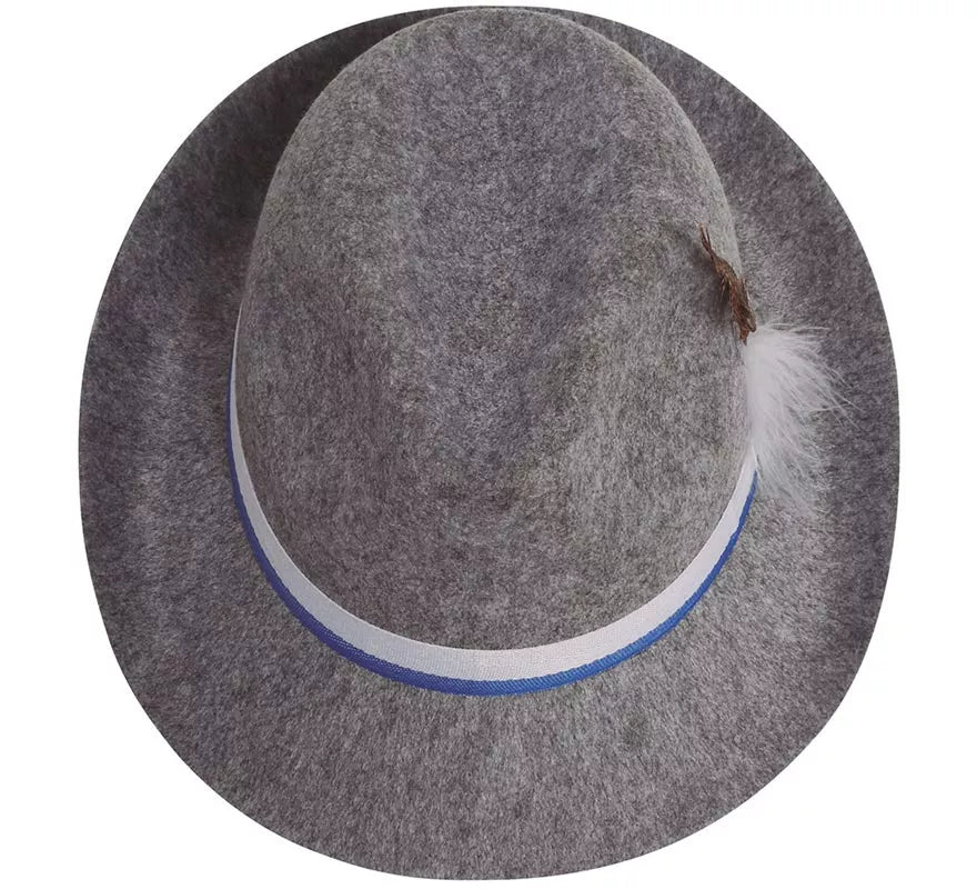 Sombrero de Tirolés gris con cinta azul