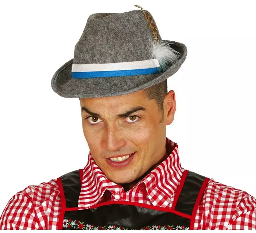 Sombrero de Tirolés gris con cinta azul