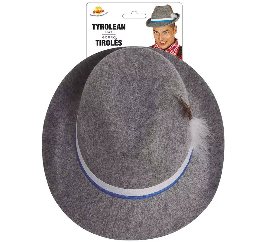 Sombrero de Tirolés gris con cinta azul