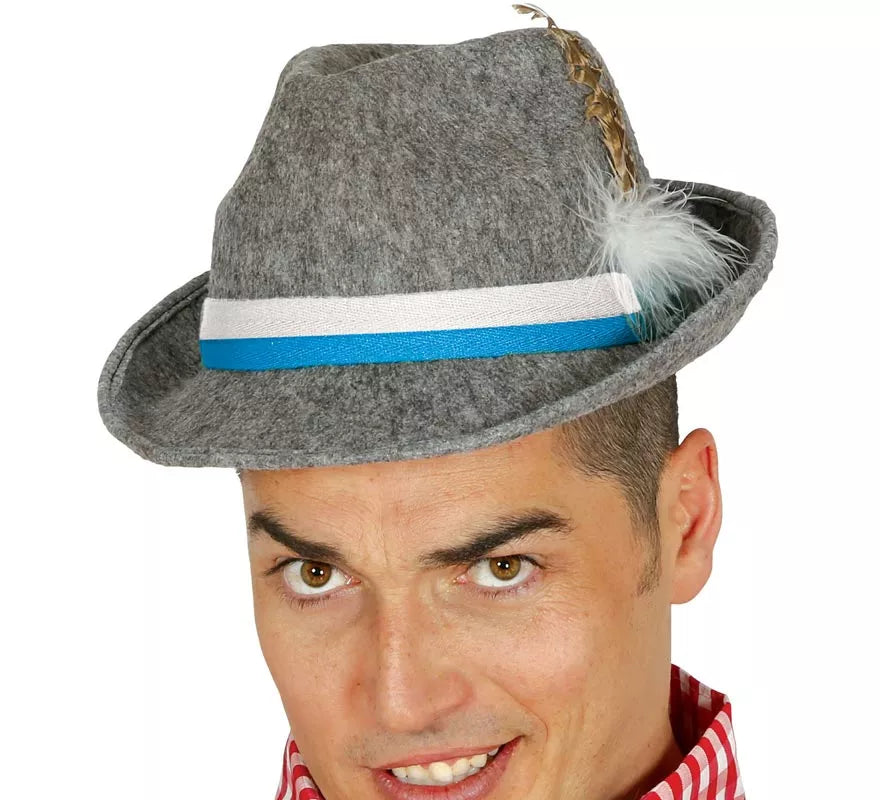 Sombrero de Tirolés gris con cinta azul