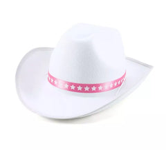 White Cowgirl Hat with Ribbon Adult