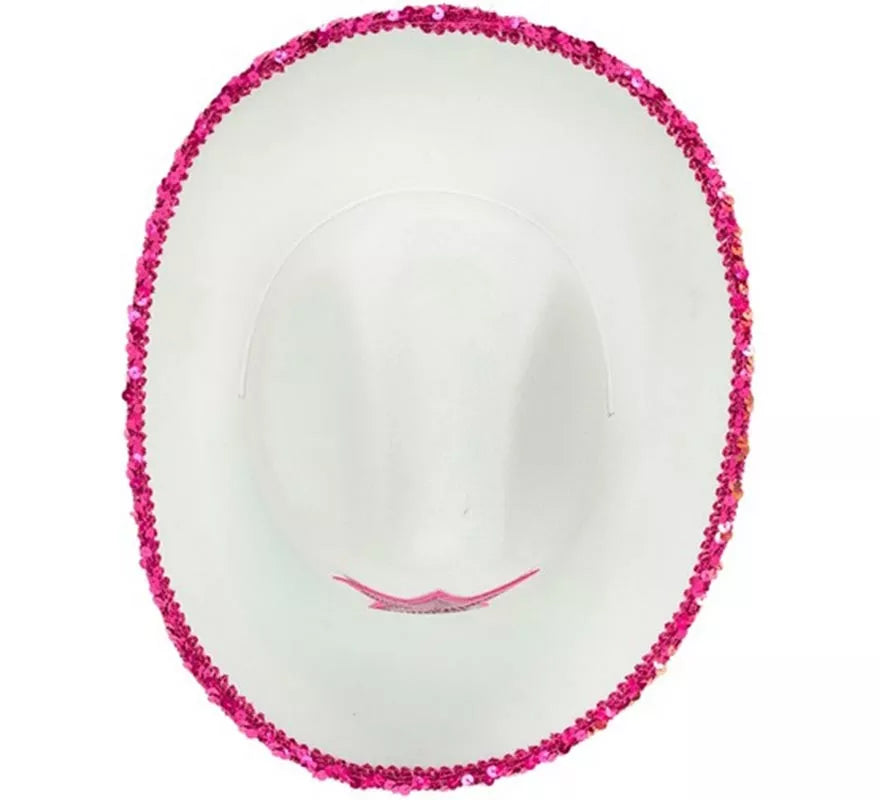 Translation missing: en.Sombrero de Vaquera blanco con Lentejuelas rosa