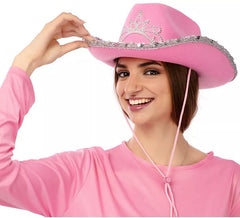Cappello da cowgirl lucido per adulti 38x30x14 cm