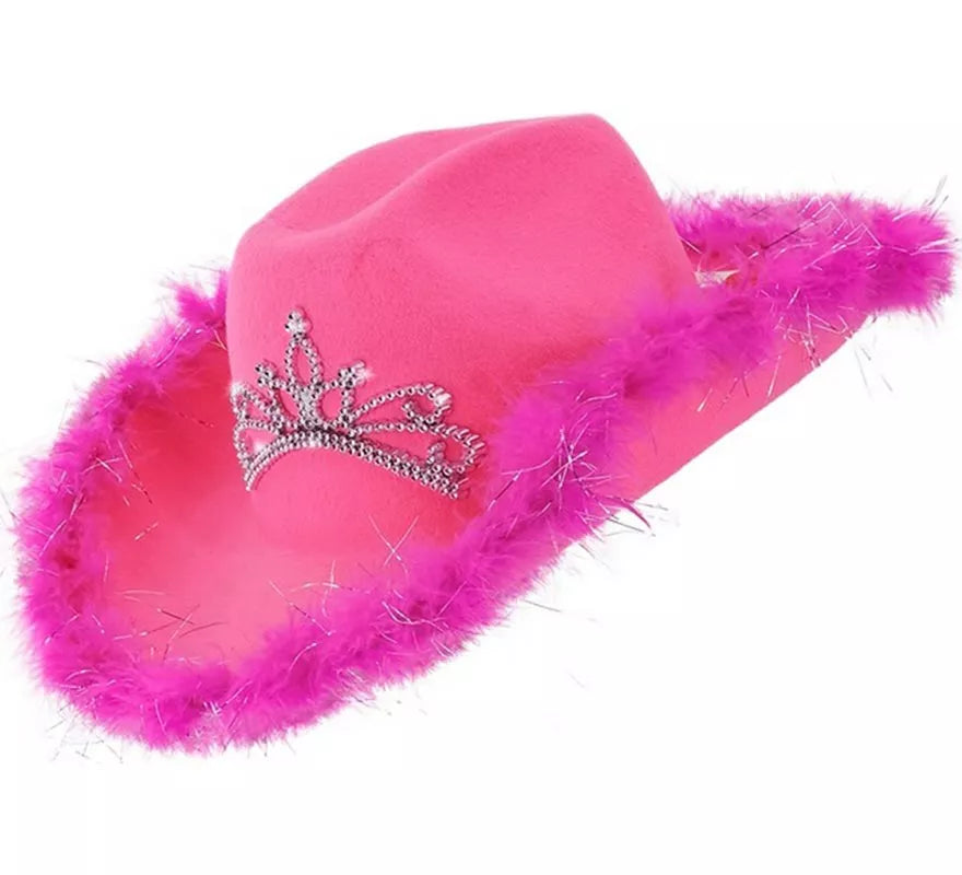 Translation missing: en.Sombrero de Vaquera con Tiara y Borde de Plumas en varios colores
