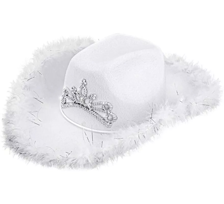 Translation missing: en.Sombrero de Vaquera con Tiara y Borde de Plumas en varios colores