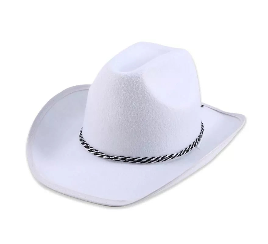 Translation missing: en.Sombrero de Vaquero blanco cordón negro adulto