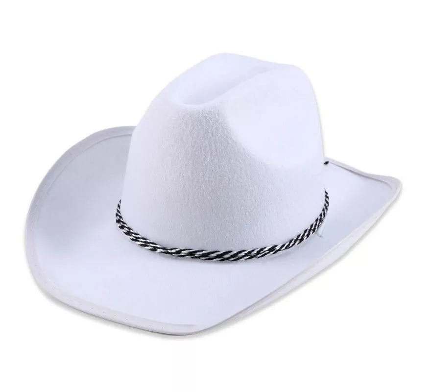 Translation missing: en.Sombrero de Vaquero blanco cordón negro infantil